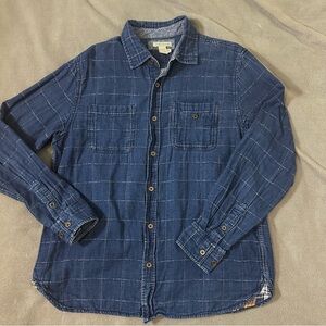 Carbon2Cobalt Long Sleeve Button Up Shirt Blue Cotton Mens Medium